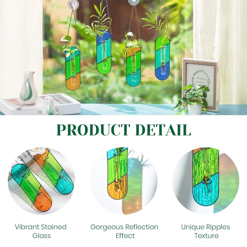 Stained Glass Plant Propagation Hanging: Hewory 2 Pcs Propagation Station