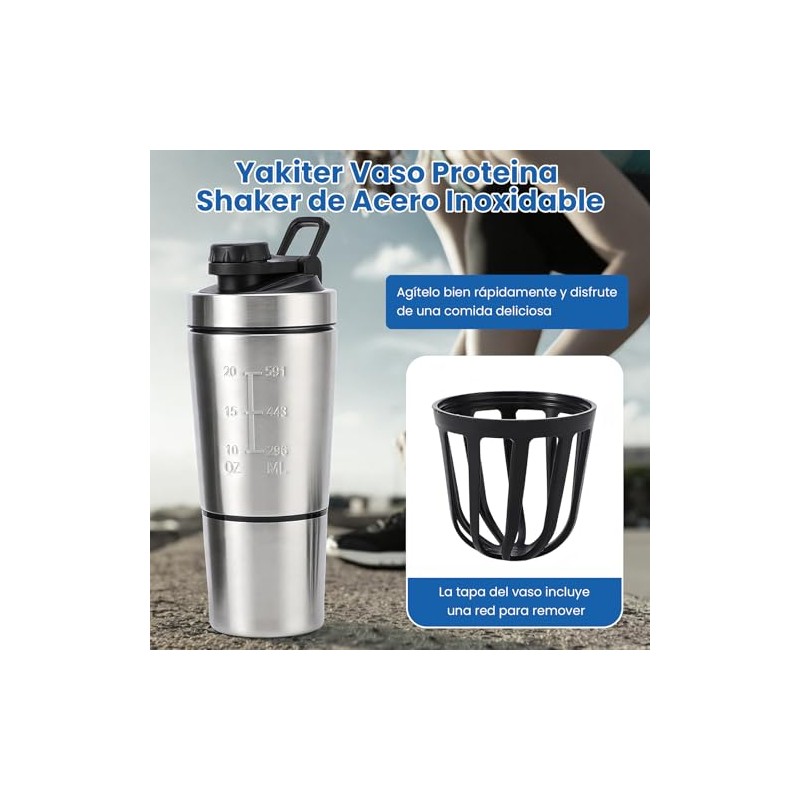 Yakiter 600ML Botella para Proteina de Coctelera,Vaso Proteina Shaker de