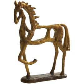 Deco 79 Polystone Horse Decorative Sculpture Slim Frame Textured Home Decor Statue with Cutouts, Accent Figurine 11" x 3" x 13", Gold