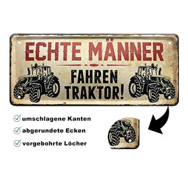 Tin Signs Funny Tractor Saying "Real Men Driving Tractor" Tractor Farmers Decorative Sign Metal Sign Humour Funny Gift for Birthday or Christmas 28 x 12 cm