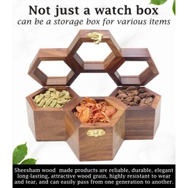 AB Handicrafts MOM's BEST GIFT - Wooden Watch Box Organizer for Men, 3 - Slot Honeycomb Luxury Watch Storage Case with Dual Tone Pillow – Perfect for Watch Collectors, Gifts, and Travel Wooden