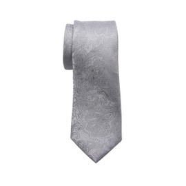 Nicole Miller New York Men's Silver Solid Neck Tie | Paisley Design | 3" Width | Modern & Contemporary
