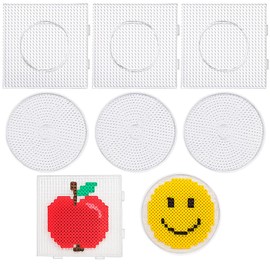 YFLeomry Pack of 8 5 mm Ironing Beads Plates, Large, 4 Pieces 13.5 x 13.5 cm Square and 4 Pieces 15 x 15 cm Pegboards, Ironing Beads Round, Ironing Beads Stencils, Ironing Beads Accessories for DIY