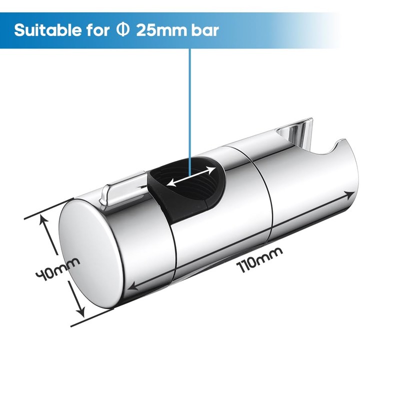 Decaura Shower Head Holder for 25mm Slide Bar, Plastic Swivel