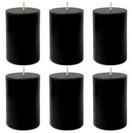 6 Pack 2x3 inch Pillar Candles, Black Unscented Votive Candle for Celebration Home Decoration, Dripless and Long Burning Time