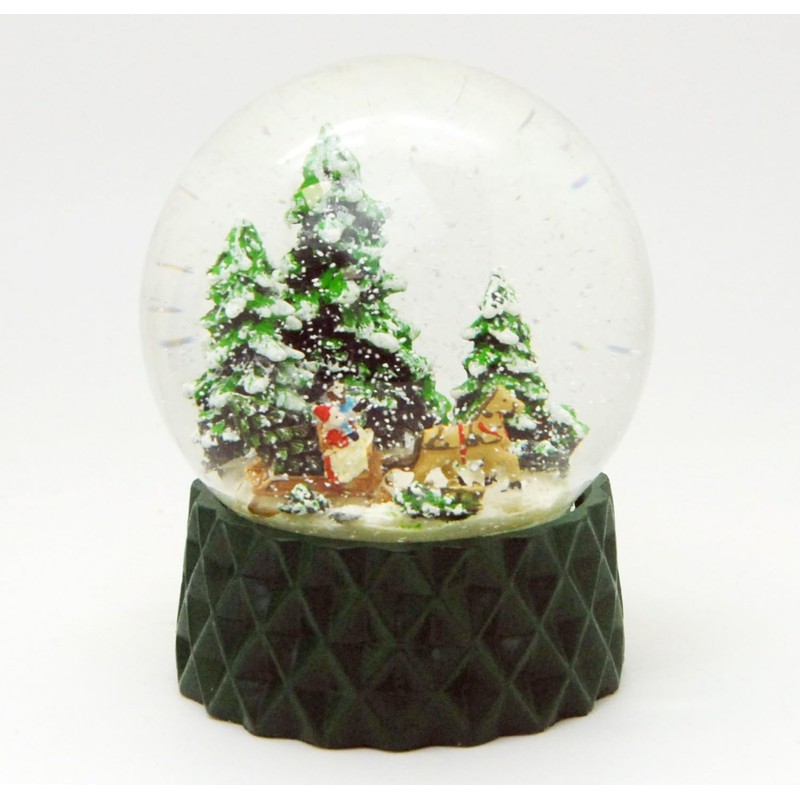 20171 Snow Globe Nostalgia Sleigh Ride on Base Cubic Green