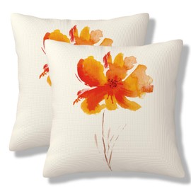 ZYLITHO Watercolor Flower Throw Pillow Covers Single Poppy Flower Square Pillow Cases 20x20 Inch Set of 2 Nature Inspired Romantic Pillowcase Decorative Cushion Cover for Bedroom Couch Sofa