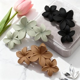 Davfiecn 4PCS Flower Hair Claw Clips for Women and Girls Non-Slip Strong Hold Clips for Thick Hair,Cute Hawaiian Hair Flower Clip Large Plumeria Hair Clip Strong Hold，Hair Accessories