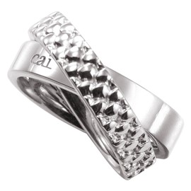 caï Women's Ring Snake Silver Rhodium-Plated 2 Rings Inside Each Other Size 51, Sterling Silver
