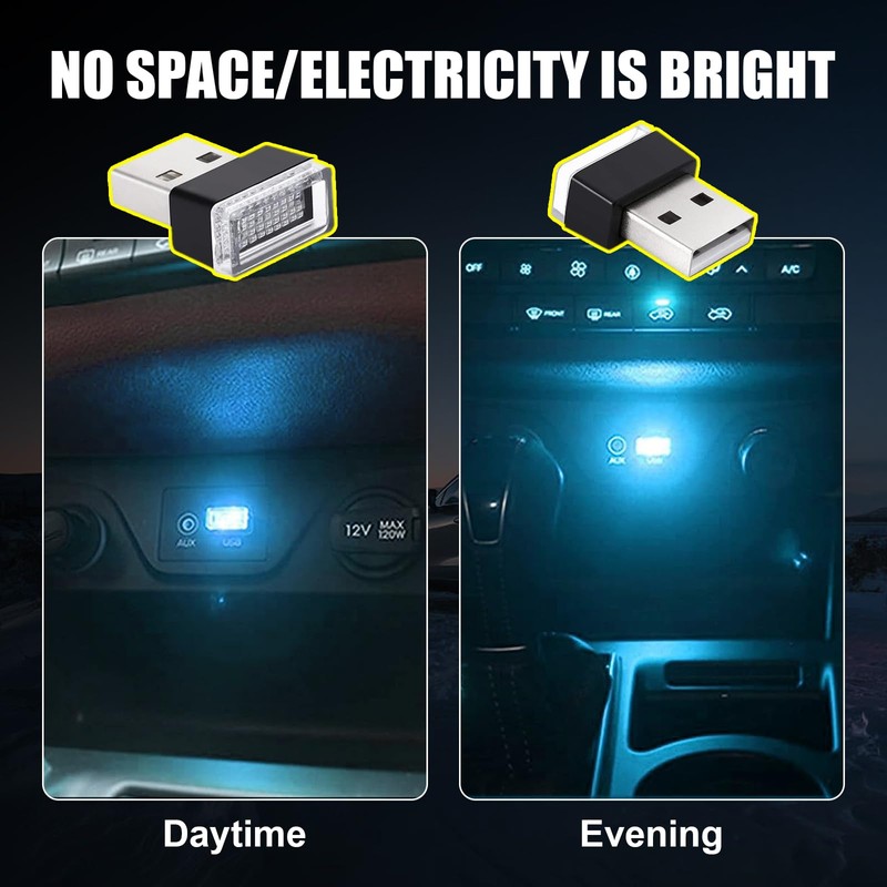 Ziciner 4 PCS USB LED Car Interior Atmosphere Lamp, Portable