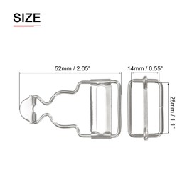 DTGN 28mm/1.1" Overall Buckles - 2 Sets - Good for Jeans Bib Pants - Metal Suspender Buckle W/Rectangle Buckle Slider - Silver Tone