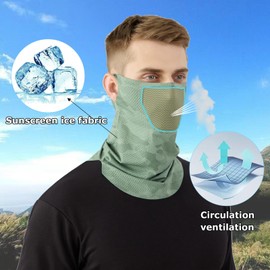 Vanolu Ice Silk Neck Gaiter Face Mask for Men Women, UPF 50+ Summer Cooling Balaclava UV Protection Bandana Scarf for Cycling, Motorcycle, Hiking, Golf (Green)