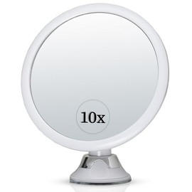 MIRRORVANA Espejo Redondo de 10X aumentos para maquillarse - Espejo de Maquillaje cosmético con Ventosa, Ideal para tocador, baño y Viaje - 17 cm de diámetro