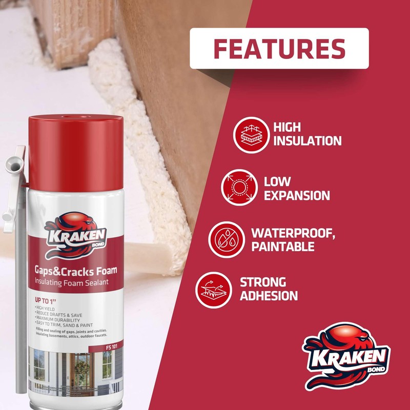 Kraken Bond Gaps & Cracks Expanding Foam Sealant - (24x12oz)