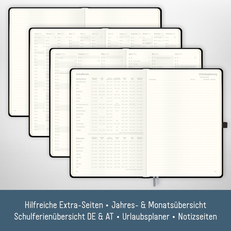 Häfft® Weekly Note Calendar 2026 A4 "Black" Book Calendar, Planner