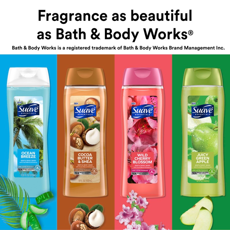 Suave Moisturizing Body Wash, Cocoa Butter and Shea with Vitamin