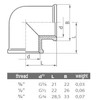 1/2" BSP Thread Pipe Connection Elbow Female x Female Screwed