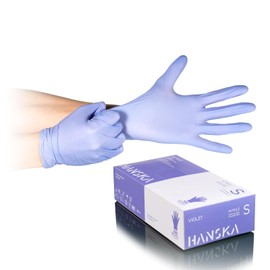 HANSKA 100 Purple Nitrile Disposable Gloves - Powder Free - Disposable - Ambidextrous - Non Sterile - Rubber Base - Suitable for Medical Areas, Food Handling (100, S)