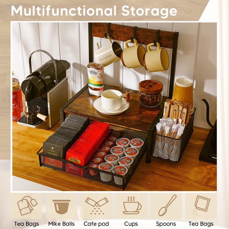 DGWJSU Tea Bag Organizer, Wood Tea Organizer and Storage Cheast,