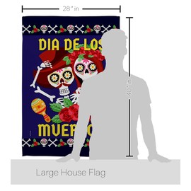 Angeleno Heritage Dia De Los Muertos Pair House Flag Eagle Set Fall Day of Dead Fiesta Mexican Party Autumntime Decoration Banner Small Garden Yard Gift Double-Sided, Made in USA