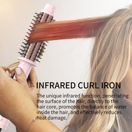 K&K 1 1/2 Inch Ceramic Tourmaline Ionic Heated Round Brush Curling Brush Creates Blowout Look -Creates Root Volume & Loose Curls Volume Curls Dual Voltage Hair Styling Tool (Pale Pink, 1.5 Inch)