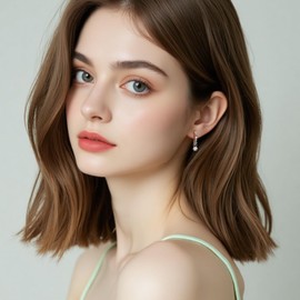 LOVANS Hoop Earrings 925 Silver for Women, Earrings Hoop Earrings with Pendant, Mini Thick Hoop Earrings with AAA Zirconia, Small Huggie Earring for Holidays, Dates and Everyday Use (Silver), Copper