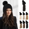 Flufymooz Beanie Wig, Hat Hair Extension Long Wavy Curly Black