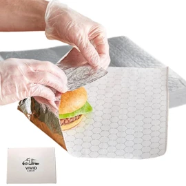 100 Pack (10 3/4" x 14") Insulated Foil Sandwich Wrap Sheets – Aluminum Foil Sheets | Heat & Grease Resistant | Perfect for Hamburgers, Burritos | Vivid Cargo