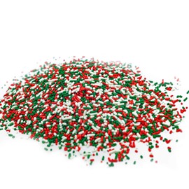 Green, Red and White Blend Sprinkles - 12 Oz Resealable Stand Up Candy Bag - Christmas Themed Sprinkles for Decorating - Bulk Baking Supplies for Holiday Decorated Treats