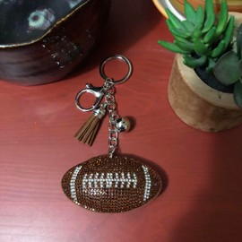 Popfizzy Bling Football Keychain for Women and Girls, Rhinestone Sports Purse Charms for Handbags, Women's Football Accessories, Gifts for Her, Football Gifts for Women