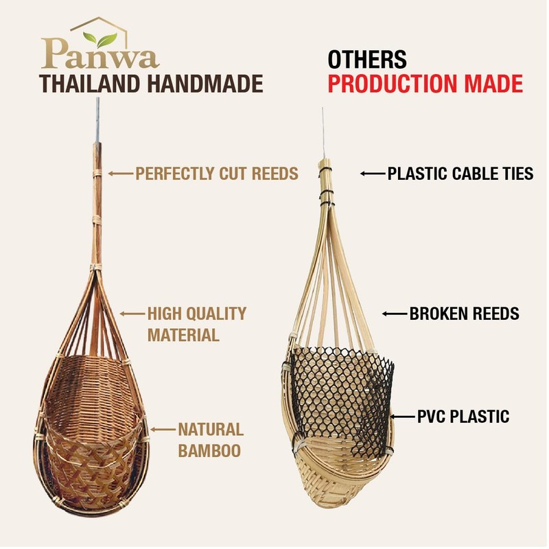 PANWA Handmade 100% Thai Bamboo Hanging Orchid Basket – 4