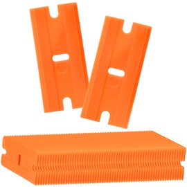Lainballow 500 Pcs Plastic Razor Blades, Double Edged Scraper Blades, Plastic Knife Blades Replacement Suit for Cleaning Glass and Removing Decals, Stickers, Adhesive Labels