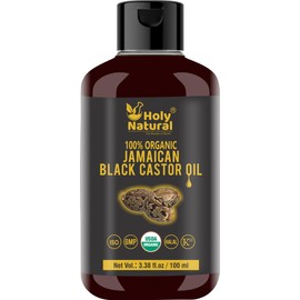 Organic Jamaican black Castor Oil (3.38 fl oz) USDA Certified, Traditional Handmade with Typical and Traditional roasted castor beans smell ,100% Pure black Castor Oil (No Additive, Non GMO)
