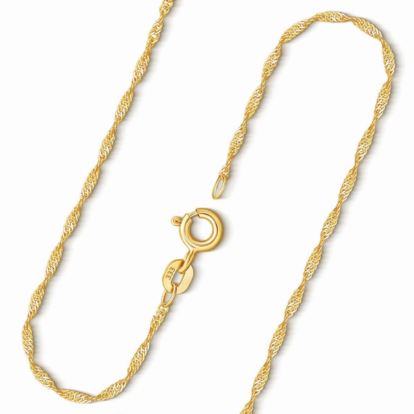 EDELIND Women's Singapore Chain Necklace Gold 1.2 mm Gold Chain