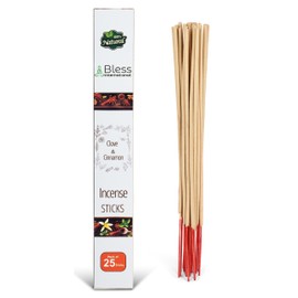 Bless-International Clove And Cinnamon 100%-Natural-Incense-Sticks Handmade-Hand-Dipped Organic-Chemicals-Free for-Purification-Relaxation-Positivity-Yoga-Meditation The-Best-scents (25 Sticks (40GM))