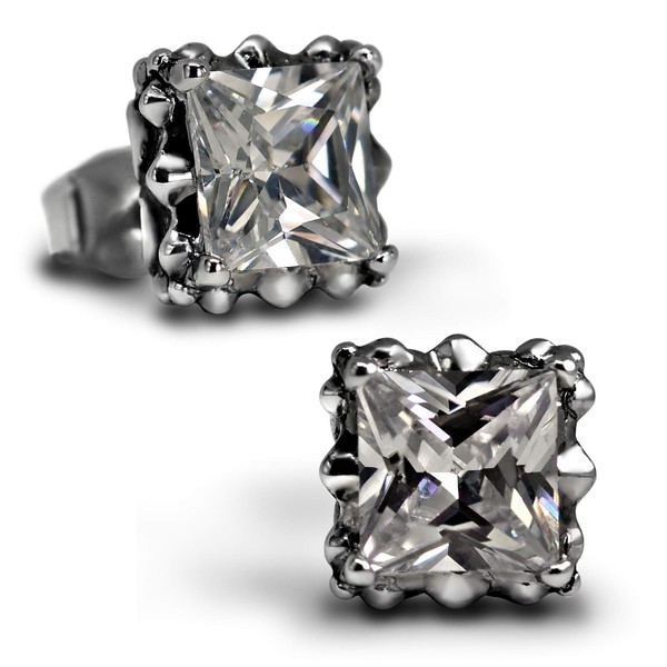 Square Earrings for Men, Hypoallergenic Black Stud Earrings for Women