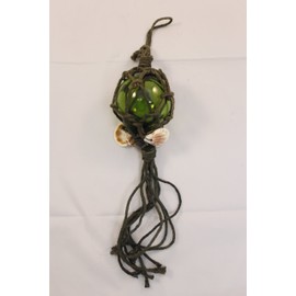 HS Green Glass Buoy Float w/Rope Decoration