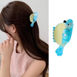 Blue Bird Hair Claw Clip Acrylic Acetate Hair Clips Cute Animal Strong Hold Hair Clamp Clip Funny Wild Birds Design Jaw Clips Unique Bird Barrette Hair Accessories for Women and Girls 1PCS