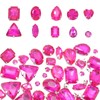 sourcing map 100Pcs Sew on Rhinestones, 7-18mm Mixed Shapes Flatback Glass Crystal Sewing Gems with Silver Claw Prong Setting for Crafts Clothing Shoes Accessories, Rose Red(Style 1)