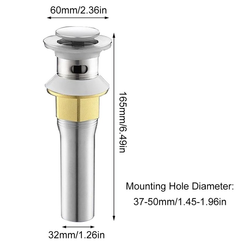 TopHomer Pop up Sink Drain Stopper Stainless Steel Push Button