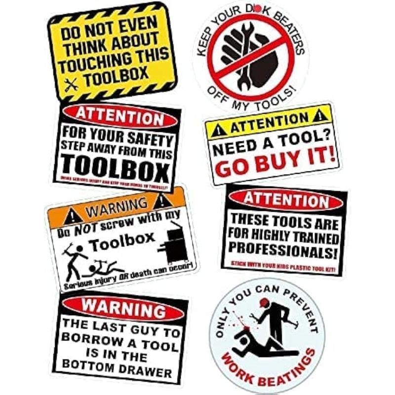 8 count Funny Toolbox Sticker Decal Tool Box Sticker Pack