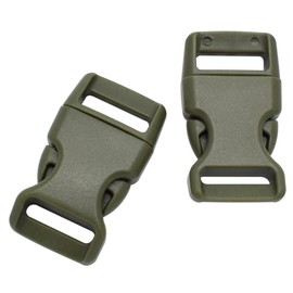 15 Pack Curved Side Quick Release Plastic Buckles for Paracord Bracelets Clasp/Pet Collar 15mm (5/8 inch) Webbing/Backpack Straps (Military Green)