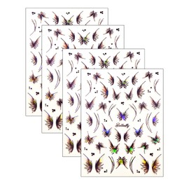 Nurila 4 Blatt Nagelsticker, Braun 3D Nagelsticker Selbstklebend Schmetterling, Nageltattoos Nagelfolien Für DIY Nagel Dekoration Bemalt Nageldesign Zubehör Selbstklebend Bunte Sticker Festival Gesche