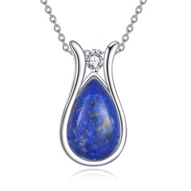 HOPEEZZ Lapis Lazuli Necklace for Women Sterling Silver Lapis Lazuli Necklace Pendant Lapis Lazuli Jewelry Gift for Women (lapis lazuli)