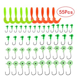 T0015 Luminous Jig Head Hook Soft Plastic Artificial Fishing Lures Grub Bait Worm Set Tool Accessory