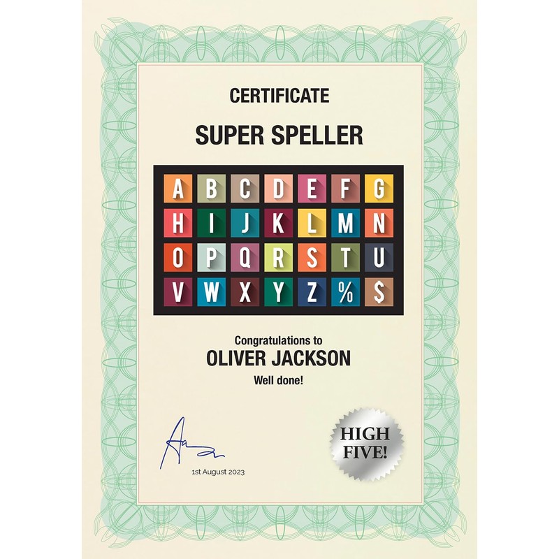 Computer Craft Certificate Papers with Foil Seals 90gsm A4 Green