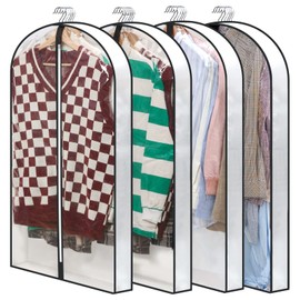 Clear Garment Bags for Hanging Clothes W/ 4" Gussetes, 4 PCs Garment Bags, Hanging Clothes Storage, Suit Bags for Closet Storage and Travel - 24'' x 40''/4 Pack
