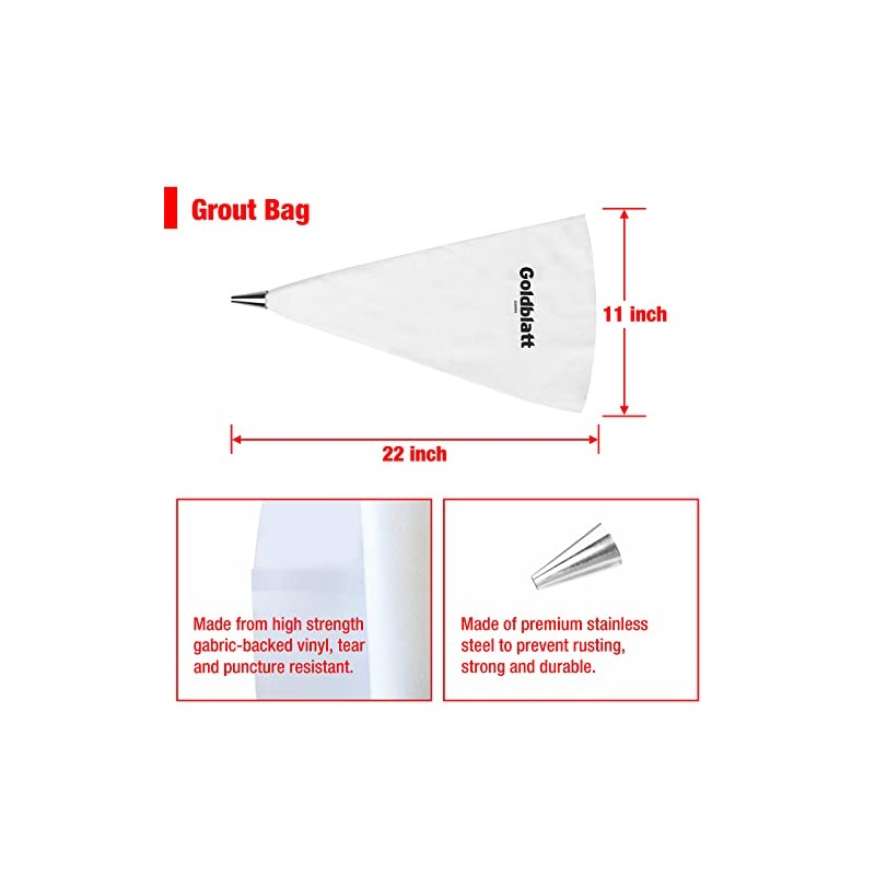 Goldblatt 4 Pieces Tile Grout Masonry Mortar Bag Set, Includes