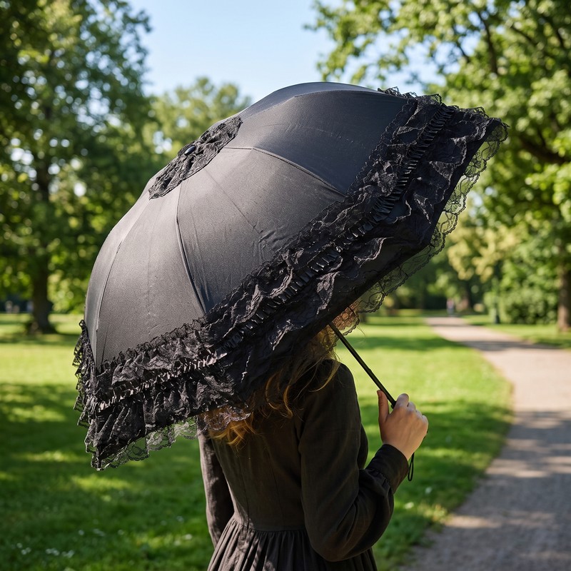 Vintage Lace Parasol – Foldable Gothic Lolita Umbrella, Anti-UV Sun