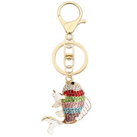 Elechobby Lucky Koi Fish Keychain,Creative Money Attracting Key Ring for Women (Red,Yellow,Purple,Blue,Multicolor) (Multicolor-Koi)